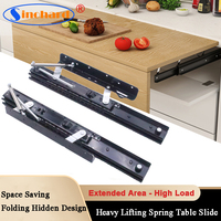 Glissière de table en acier avec rail de levage invisible pour cuisine et usage extérieur