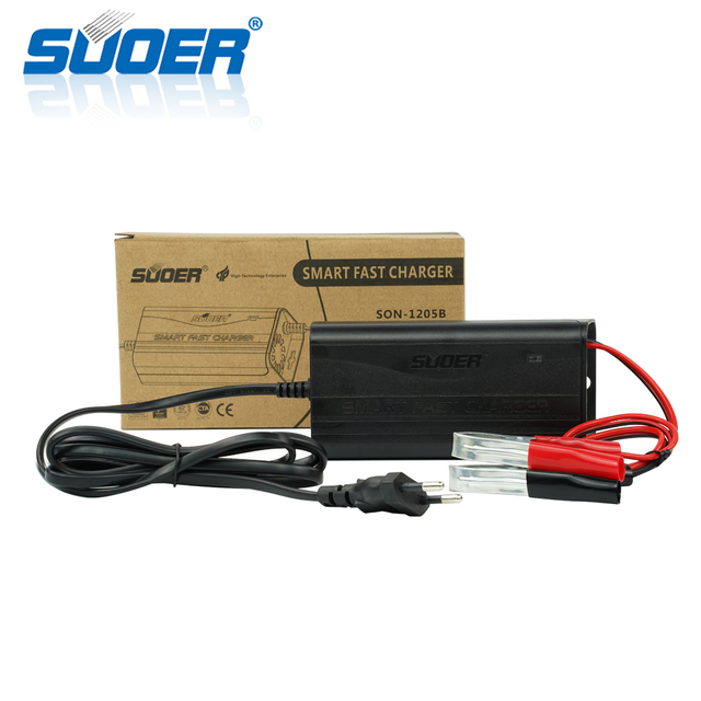 Suoer 12V 5A Electric Portable Battery Charger Three-Phase for Car & Lead Acid Battery with Light Function & US Socket Standard