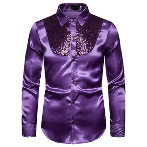 <strong>Men's</strong> Long Sleeve <strong>Shirt</strong> Sequined Performance Nightclub Clothing Host Emcee <strong>Sequin</strong> <strong>Shirt</strong> - Product Image 5