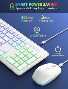 Rechargeable RGB Backlit Wireless <b>Keyboard</b> and Mouse Combo with 2.4GHz Connectivity and Sleep Mode for Home and Office - Product Image 4
