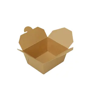 Leak and Grease Resistant Disposable Kraft Brown Food Packaging To Go Paper Box