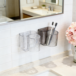 Set di <span class=keywords><strong>Accessori</strong></span> per <span class=keywords><strong>Bagno</strong></span> in Acrilico a Due Pezzi, Portaspazzolino da Parete con Design Cartoon, Adesivo in Plastica Ecologica - Product Image 4