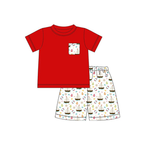 Conjuntos de ropa para niños pequeños con estampado de pato marrón de la boutique BSSO1945, conjuntos de manga corta para niños pequeños al por mayor. - Product Image 4