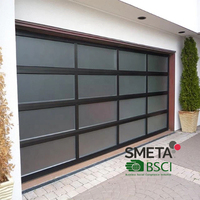 Porte de garage en verre encadrée LONGTAI à finition brillante avec cadre en aluminium, design moderne, isolation acoustique, surface finie, économie d'énergie