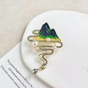 Fabricants vente directe paysage monde perle <span class=keywords><strong>broche</strong></span> vintage vert eau château cheongsam accessoire broches - Product Image 3