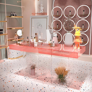 صافي متجر الملابس الحمراء في الجزيرة طاولة عرض ضوء فاخر الاكريليك طاولة المياه الأحذية حقيبة عرض المجوهرات الجدول - Product Image 1