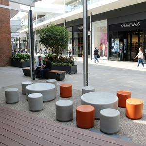 Conjunto de Mesa y Banco Redondos de GRC Ecológicos y Modernos para Exteriores, para Parques y Centros Comerciales, 1 Plaza - Product Image 6