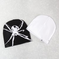 Article à vendre chaud avec un motif d'araignée, casquette sans bord d'hiver en acrylique 100% pour hommes et femmes, cadeau de fête d'Halloween