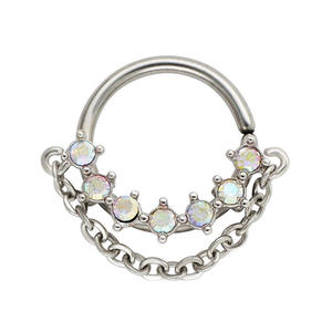 Anneau de nez en acier chirurgical 316L avec gemme AB, piercing de septum, bijou de corps tendance - Product Image 3