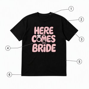 T-Shirt 100% Cotone per Addio al Nubilato, Uomo Donna, Stampa Grafica 'Ecco che Arriva la Sposa', Maglietta Personalizzata per Festa di Matrimonio a Maniche Corte - Product Image 5