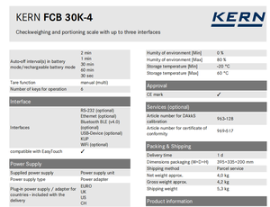 Báscula Digital Electrónica de Alta Precisión Veidt Weighing para Kern <span class=keywords><strong>FCB</strong></span> 30K-4, 30 kg, 0.2 g - Product Image 4