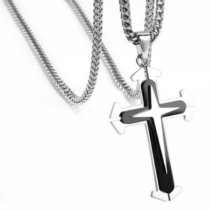 Colliers pendentifs de mode pour hommes en acier inoxydable plaqué or 18 carats, anti-ternissement, avec croix personnalisée, bijoux permanents, chaîne en or rempli - Product Image 5