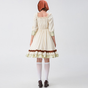 Disfraz <span class=keywords><strong>de</strong></span> <span class=keywords><strong>Caperucita</strong></span> <span class=keywords><strong>Roja</strong></span> para Mujer, Disfraz <span class=keywords><strong>de</strong></span> Campesina para Halloween, Vestido <span class=keywords><strong>de</strong></span> Fiesta para Actuaciones Escénicas - Product Image 5