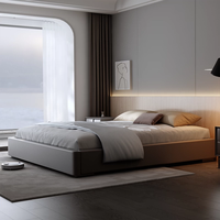 Lit double moderne minimaliste en cuir véritable, confortable et moelleux, avec cadre métallique pour chambre principale, vente en gros d'usine Yifan YF002