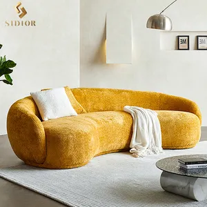modern minimalist white boucle half circle designer couches luxury sofa set design lounge round curved sofa couch
