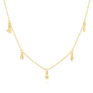 Collar de Plata de Ley 925 con Estrella de Ocho Puntas, Zirconia Geométrica, Chapado en Oro de 18k, para Uso Diario - Product Image 1