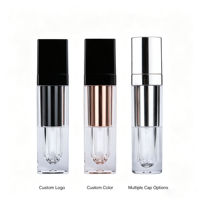 Tube de gloss à lèvres en plastique rond carré de couleur unie Jinze avec impression sérigraphique, diamètre 20,5 mm, 5 ml/3 ml
