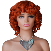 Perruque Amygirl 100% cheveux humains vierges indiens, fabriquée à la machine, style bob bouclé rebondissant, longueur courte de 10 pouces, sans colle, densité 200%, noire
