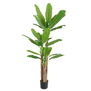 Árbol de plátano artificial de 8 pies de alto, hojas grandes de tacto real, tallo triple, árbol de seda de plátano falso, planta de hoja de plátano artificial para el hogar - Product Image 1