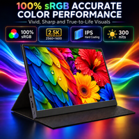 Écran portable tactile 16 pouces OEM ODM 2 5K QHD IPS 822G avec étui en cuir, double USB C HDMI, pour le travail de bureau, pour ordinateur portable