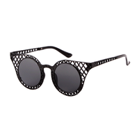 Lunettes de soleil œil de chat pour femmes, monture complète, protection UV400, monture noire en treillis