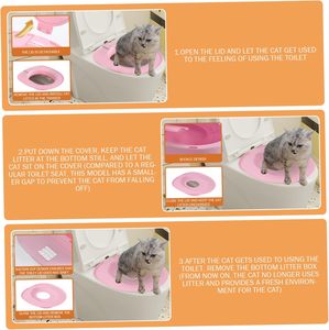 Plateau intérieur amovible réutilisable pour chats <span class=keywords><strong>Kit</strong></span> d'entraînement en plastique pour toilette assise Siège sécurisé avec ventouses - Product Image 4