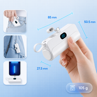 Mini batterie externe à affichage LED 4500 mAh, charge directe, format de poche, câble Type C, support de téléphone, 21700, vente en gros