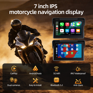 JMC Nueva Pantalla Táctil Inalámbrica de 7 Pulgadas para Motocicleta, con Carplay y Android Auto, Resistente al Agua, con Cámaras Delanteras y Traseras, WiFi - Product Image 5