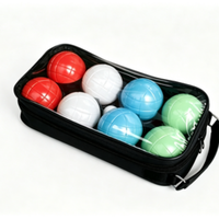 Ensemble de 8 boules de pétanque en plastique multicolores de 90 mm avec sac et mesureur en plastique avec cordon pour jeu de pelote en plein air
