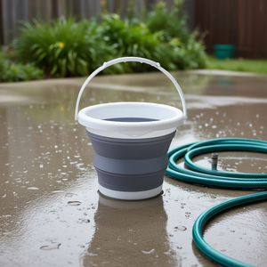 Cubo de plástico plegable de 10L con asa, diseño plegable para interiores, exteriores, camping, lavado de coches, mopa doméstica - Product Image 2