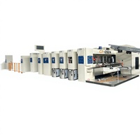 Ligne de production de cartons entièrement automatique FFG avec imprimante, rainureuse, découpeuse, plieuse et encollatrice en ligne
