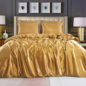 Parure de lit 6 pièces en satin de soie tissé de haute qualité avec garnissage en polyester, colorée, pour lits QUEEN/KING, douce pour la peau - Product Image 1