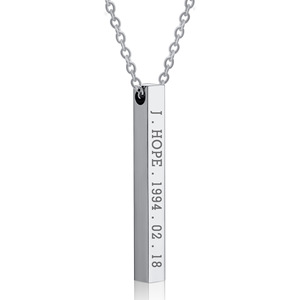 Collar Largo Personalizado de Acero Inoxidable BTS de 40 mm con Nombres y Fechas de Nacimiento, Joyería de Regalo Unisex - Product Image 3
