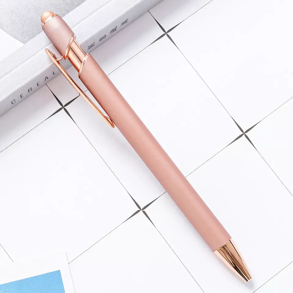 Nieuwe Collectie Stylus Pen Voor Touch Schermen Balpen Schrijven Soft Touch Stylus Metalen Balpen Met Rose Gold fittings