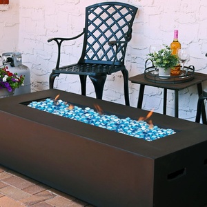 Brasero autoportant moderne de haute qualité, sans fumée, au gaz naturel, avec cubes de verre cristallin multicolores en forme carrée, en verre trempé - Product Image 3