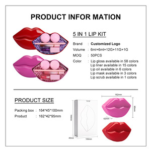 Set de Cuidado <span class=keywords><strong>Labial</strong></span> 5 en 1 Personalizado: Brillo <span class=keywords><strong>Labial</strong></span> + Delineador + Mascarilla + Exfoliante + Aceite, Kit de Brillo <span class=keywords><strong>Labial</strong></span> para Mujer, Regalo de Maquillaje - Product Image 5