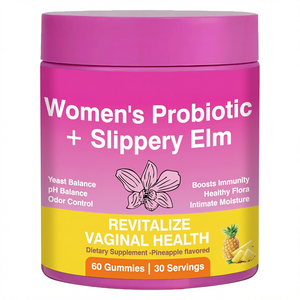 Gummies de beauté probiotiques féminins, gummies probiotiques pour femmes au goût d'orme glissant et d'ananas tropical, 60 unités, 30 portions - Product Image 1