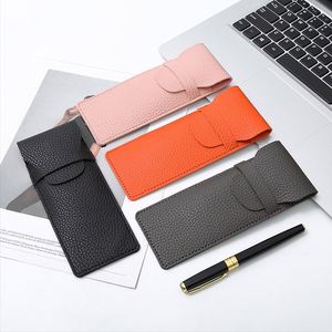Wholesale Fashion Simple PU Leather <b>Pen</b> case Simple <b>Pen</b> Storage Bag Lychee Pattern <b>Pen</b> Sleeve for Business and Office Use - Product Image 3