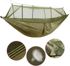 <span class=keywords><strong>Hamac</strong></span> anti-moustiques WOQI pour le camping en plein air, en coton et nylon, disponible en version simple et double, avec option moustiquaire. - Product Image 4