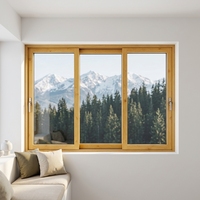 Ventanas Corredizas de Madera Revestidas de Aleación de Aluminio de Estilo Europeo con Aislamiento Térmico y Diseño de Rejilla de Acero Inoxidable para Cocina