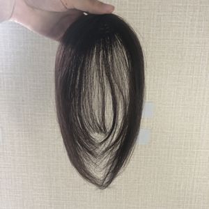 SS LONGFORヘアバングダークブラウンカラー2 # クリップイントッパー、フリンジ付き女性用人毛8インチ3x4ヘアエクステンション3Dバング - Product Image 6