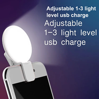 Accessoires pour téléphone : Mini anneau lumineux portable rechargeable à intensité variable pour selfie, lumière d'appoint pour téléphone