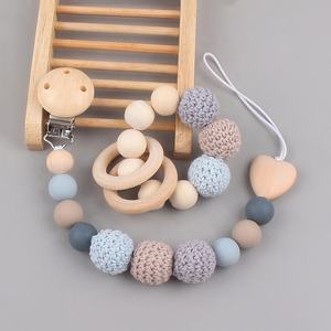 Sıcak satış silikon bebek diş kaşıyıcı emzik klipsi Set BPA ücretsiz kayın silikon emzik klip tutucu bebek emzik zinciri - Product Image 1