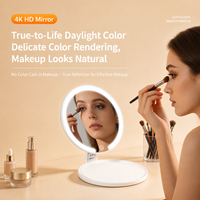 Miroir de maquillage LED pliable rechargeable avec capteur tactile, miroir cosmétique portable de voyage à une face pour table de toilette