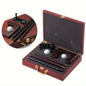 COMMENT VRAI Offre spéciale Coffret cadeau de luxe portable en bois rouge pour golf Ensemble supérieur Coffret cadeau intérieur pour golf séquoia et putter