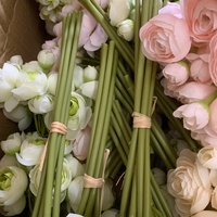 Buket Bunga Ranunculus Mini Buatan LO-1248 6 Tangkai, Rangkaian Ranunculus Palsu Multi Warna untuk Dekorasi Meja Pernikahan dan Rumah
