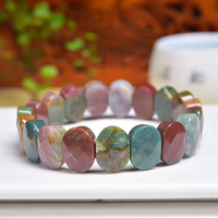Bracelet en Jaspe Océanique Naturel UJBOX en Gros, Bracelet Perlé Facetté, Bijou en Pierre Énergétique de Guérison de Madagascar pour Femme