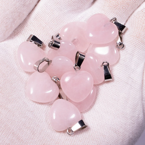 Collier pendentif cœur pêche 16 * 6 mm, pendentif cœur en agate rose, cadeau pour couples, Saint-Valentin, vente en gros - Product Image 2
