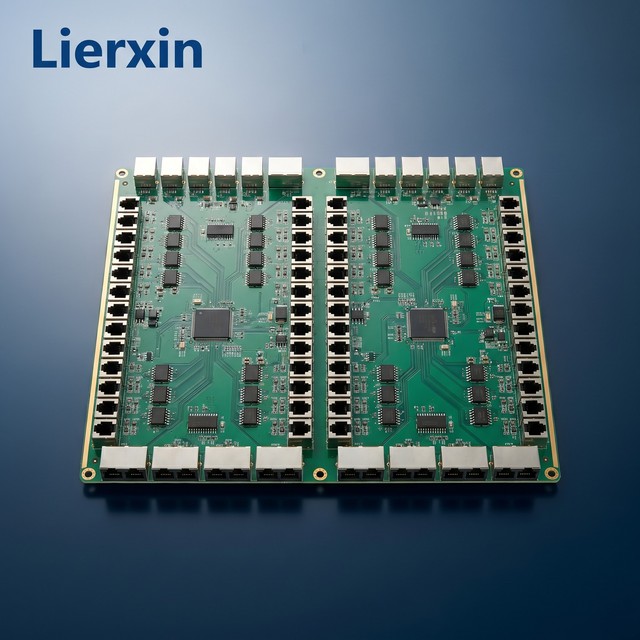 Lierxin LEX-DSLAM-LINE ENIG DSLAM Line Access Card PCB 8-Layer HDI VDSL2 ADSL2+ 24-Port POTS Splitter Vectoring G.fast ISP