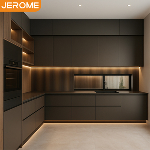 Mobili da cucina a <span class=keywords><strong>L</strong></span> in melaminico Jerome: design moderno e minimalista, armadietti completi con lavello per <span class=keywords><strong>l</strong></span>'organizzazione domestica - Product Image 1